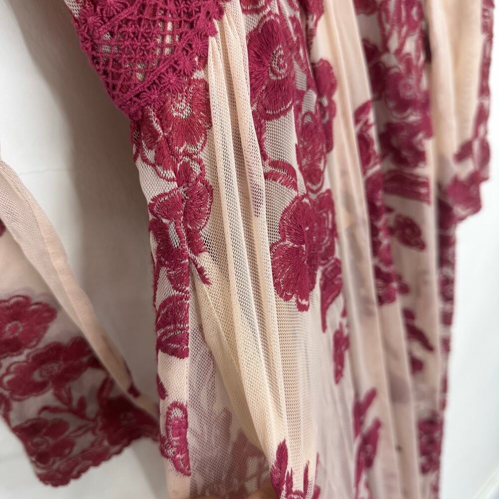 For Love & Lemons Temecula Maxi Dress Raspberry Wine Floral Lace Size Large - Picture 6 of 16